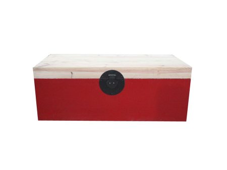 BAUL ROJO EN ACABADO DE MADERA Y TAPA NATURAL Online Hot Sale