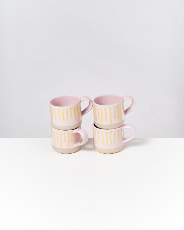 Nódoa Tasse rosa gelb gestreift For Sale