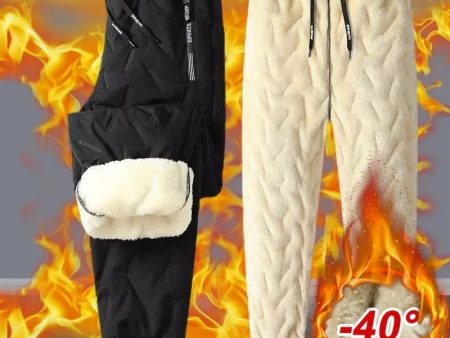 Winter Sweatwear Men Plush Thick Fleece Sweatpant Lambswool Thermal Trousers Casual Pants Waterproof Windproof Warm Cotton Pants Online Sale