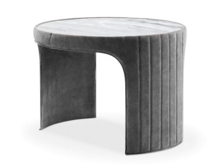 MESA LATERAL TOPE ESTILO MARMOL Y BASE EN EN TELA GRIS Online Hot Sale