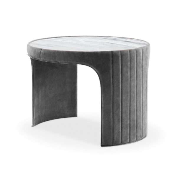 MESA LATERAL TOPE ESTILO MARMOL Y BASE EN EN TELA GRIS Online Hot Sale