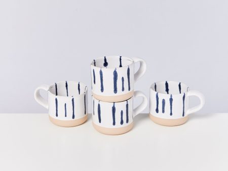 Nódoa 4er Set Tasse weiß blau Cheap