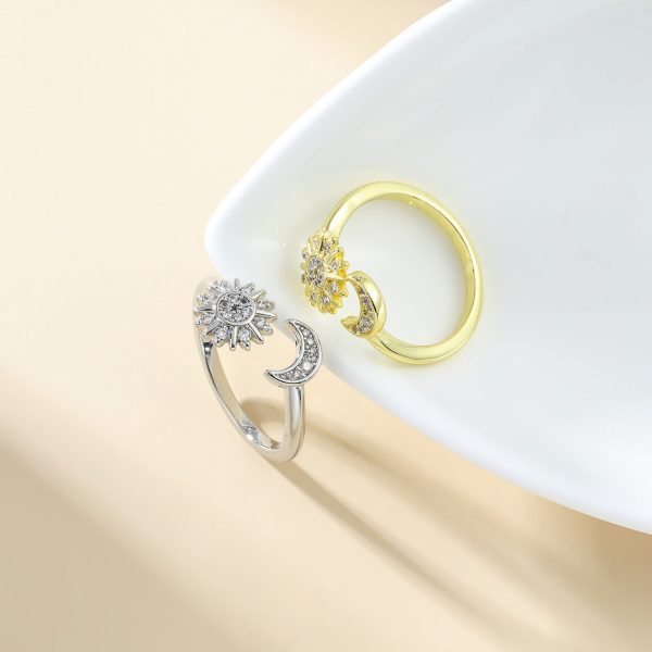 Opening Adjustable Star Moon Ring With Rhinestones Fashion Personality Couple Rings For Valentine s Day Jewelry Online Sale