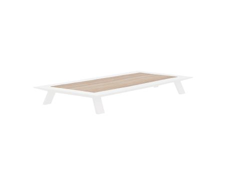 MESA DE CENTRO EN ALUMINIO BLANCO Y TOPE DE ACABADO DE MADERA Discount