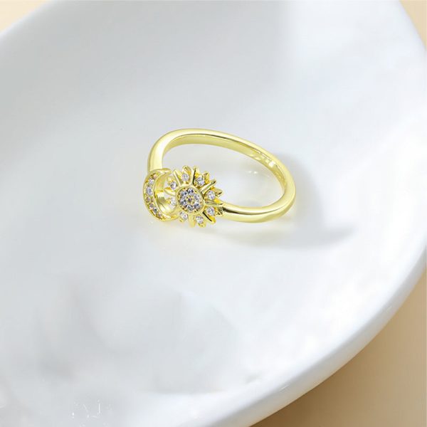 Opening Adjustable Star Moon Ring With Rhinestones Fashion Personality Couple Rings For Valentine s Day Jewelry Online Sale