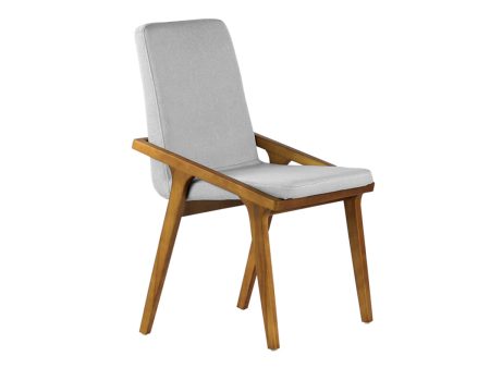 SILLA DE COMEDOR EN TELA GRIS  Y PATAS EN ACABADO DE MADERA Online now