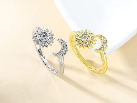 Opening Adjustable Star Moon Ring With Rhinestones Fashion Personality Couple Rings For Valentine s Day Jewelry Online Sale