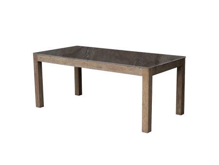 MESA DE COMEDOR TOPE DE PIEDRA AZUL Y BASE ACABADO DE MADERA Supply