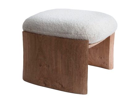 OTTOMAN EN TELA BEIGE Y ACABADO DE MADERA MARRON Online