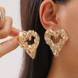 New Pleated Lava Hollow Heart-shaped Earrings Personality Exaggerated Love Earrings For Women Valentine s Day Jewelry Online Hot Sale