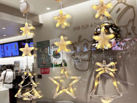 Christmas 3pcs LED Light Star Xmas Tree Hanging Sucker Lamp Window Ornaments Decoration For Home Xmas Navidad New Year Decor Christmas Decorations For Discount