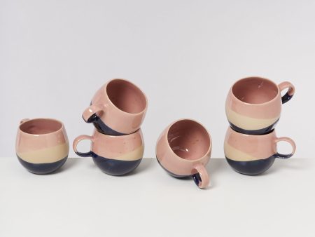 Bica 6er Set Tasse groß pink navy cream Online Sale