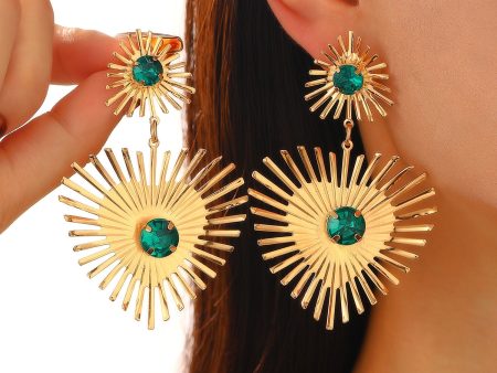 Bohemian Sunflower Heart-shaped Earrings With Rhinestone Exaggerated Personality Love Earrings For Women Valentine s Day Jewelry Discount