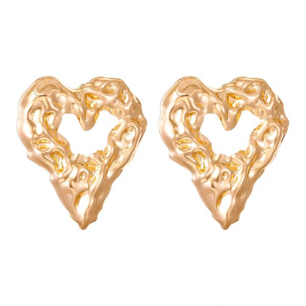 New Pleated Lava Hollow Heart-shaped Earrings Personality Exaggerated Love Earrings For Women Valentine s Day Jewelry Online Hot Sale