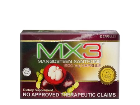 MX3  Mangosteen Pericarp Powder Supplement Capsule 500mg distributed by Sunrise For Discount