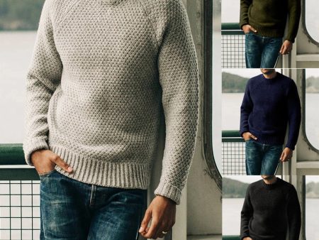 Men s Pullover Sweater Winter Casual Solid Color Round Neck Knitted Top Clothing Fashion