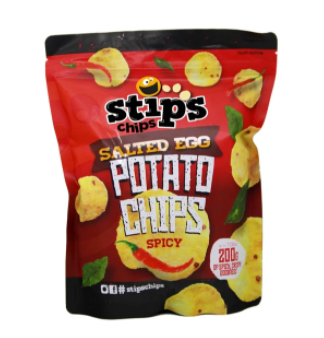 Stips Chips Salted Egg Potato Chips Spicy 200g distributed by Sunrise Online