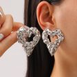 New Pleated Lava Hollow Heart-shaped Earrings Personality Exaggerated Love Earrings For Women Valentine s Day Jewelry Online Hot Sale